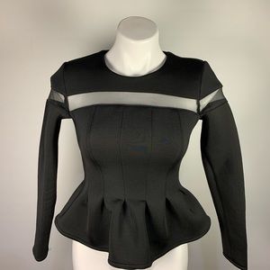 Gracia Black Long Sleeve Mesh Top